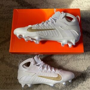 Size 11 - Nike Huarache 9 Elite LAX SE Mid White Metallic Gold